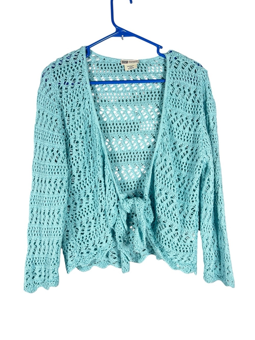 Faded Glory Y2K Crochet Cardigan with Tie Front XL